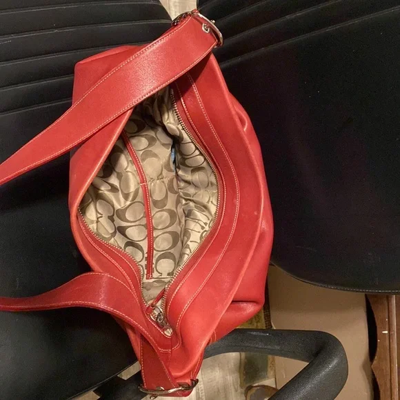 Bags | Coach 9151 Legacy Vintage Red Leather Bucket Hobo ...